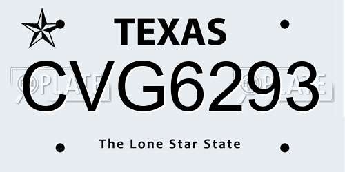 CVG6293 Texas License Plate