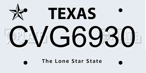 CVG6930 Texas License Plate
