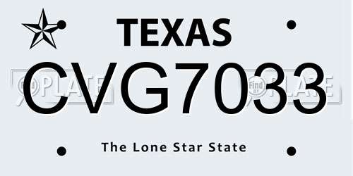 CVG7033 Texas License Plate