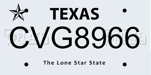 CVG8966 Texas License Plate