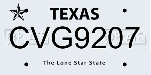CVG9207 Texas License Plate