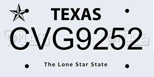 CVG9252 Texas License Plate