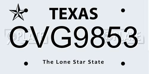 CVG9853 Texas License Plate