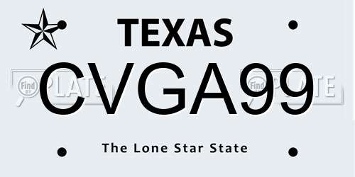 CVGA99 Texas License Plate
