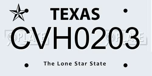 CVH0203 Texas License Plate