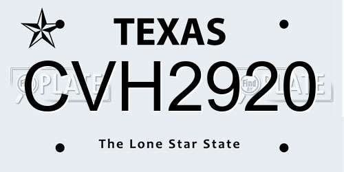 CVH2920 Texas License Plate