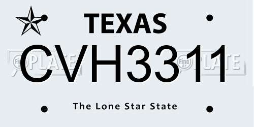 CVH3311 Texas License Plate