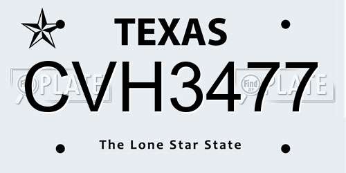 CVH3477 Texas License Plate