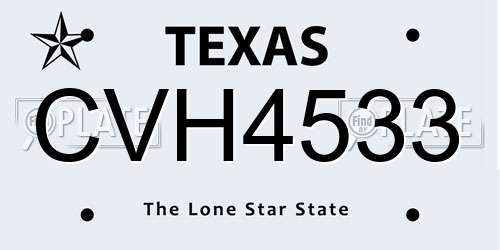 CVH4533 Texas License Plate