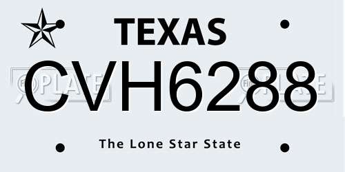 CVH6288 Texas License Plate