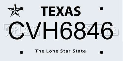 CVH6846 Texas License Plate