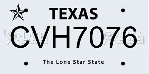 CVH7076 Texas License Plate
