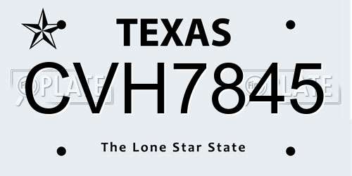 CVH7845 Texas License Plate