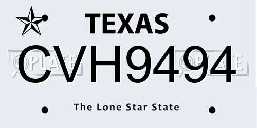 CVH9494 Texas License Plate