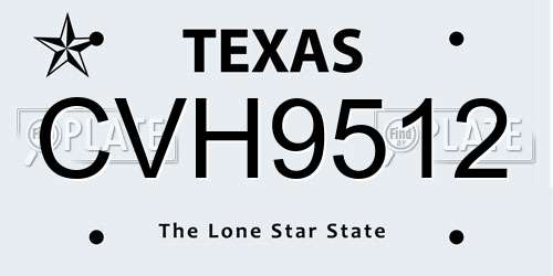 CVH9512 Texas License Plate