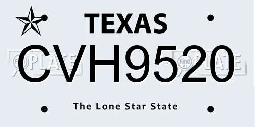 CVH9520 Texas License Plate