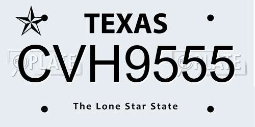 CVH9555 Texas License Plate