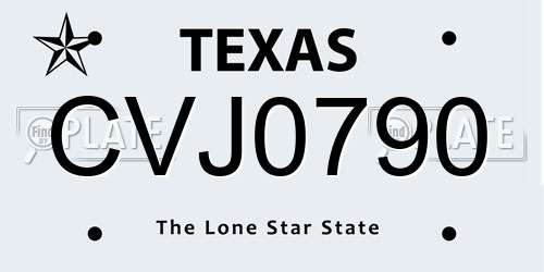 CVJ0790 Texas License Plate