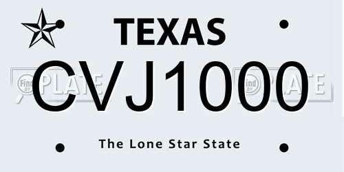 CVJ1000 Texas License Plate