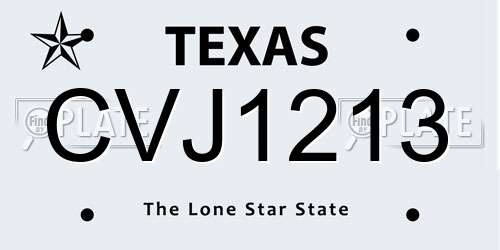 CVJ1213 Texas License Plate