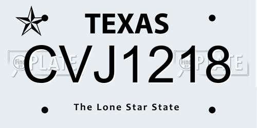 CVJ1218 Texas License Plate
