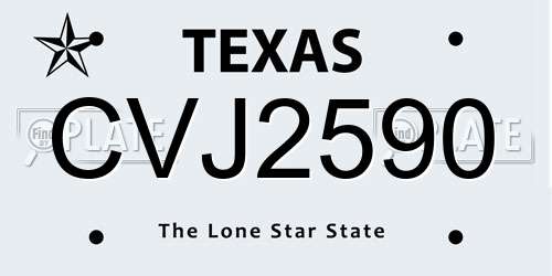 CVJ2590 Texas License Plate