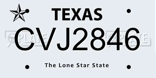 CVJ2846 Texas License Plate
