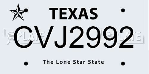 CVJ2992 Texas License Plate