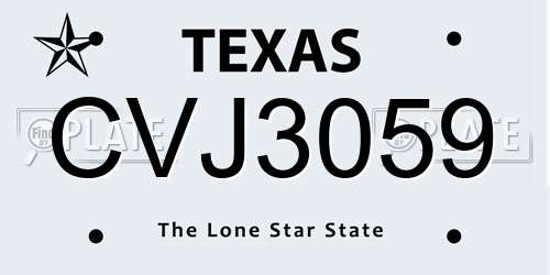 CVJ3059 Texas License Plate