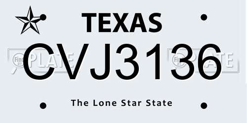 CVJ3136 Texas License Plate
