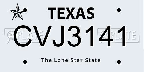 CVJ3141 Texas License Plate