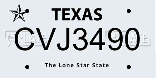 CVJ3490 Texas License Plate