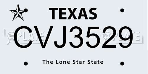 CVJ3529 Texas License Plate