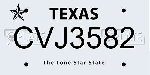 CVJ3582 Texas License Plate