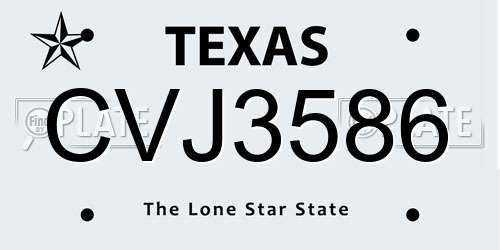 CVJ3586 Texas License Plate