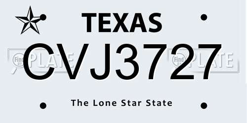 CVJ3727 Texas License Plate
