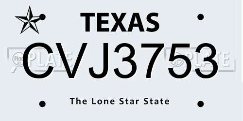 CVJ3753 Texas License Plate