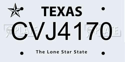 CVJ4170 Texas License Plate