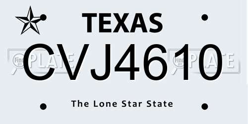 CVJ4610 Texas License Plate