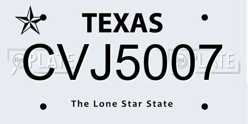 CVJ5007 Texas License Plate