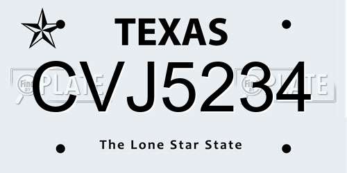 CVJ5234 Texas License Plate