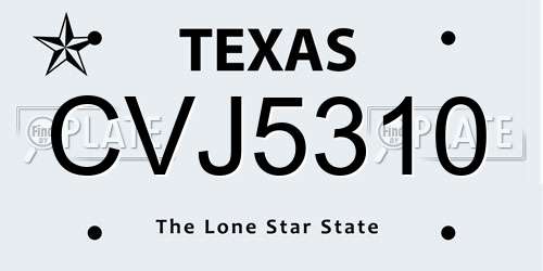 CVJ5310 Texas License Plate