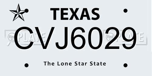 CVJ6029 Texas License Plate