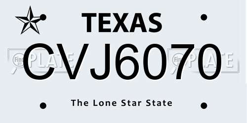 CVJ6070 Texas License Plate