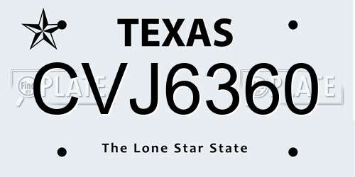 CVJ6360 Texas License Plate