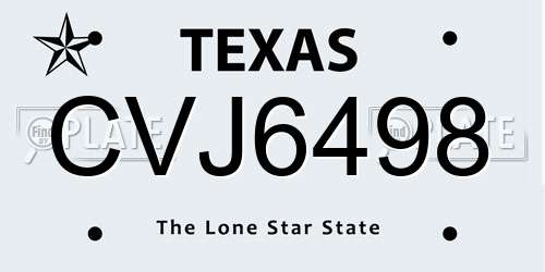 CVJ6498 Texas License Plate