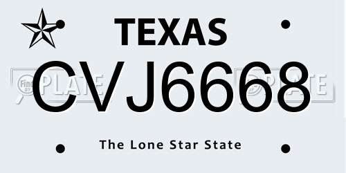 CVJ6668 Texas License Plate
