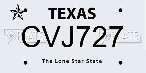 CVJ727 Texas License Plate