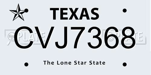 CVJ7368 Texas License Plate