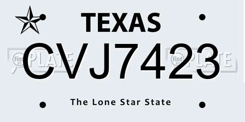 CVJ7423 Texas License Plate